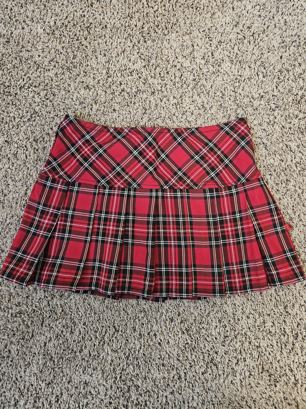 🦋90s Grunge Royal Bones Red Plaid Pleated Mini Skirt Size M